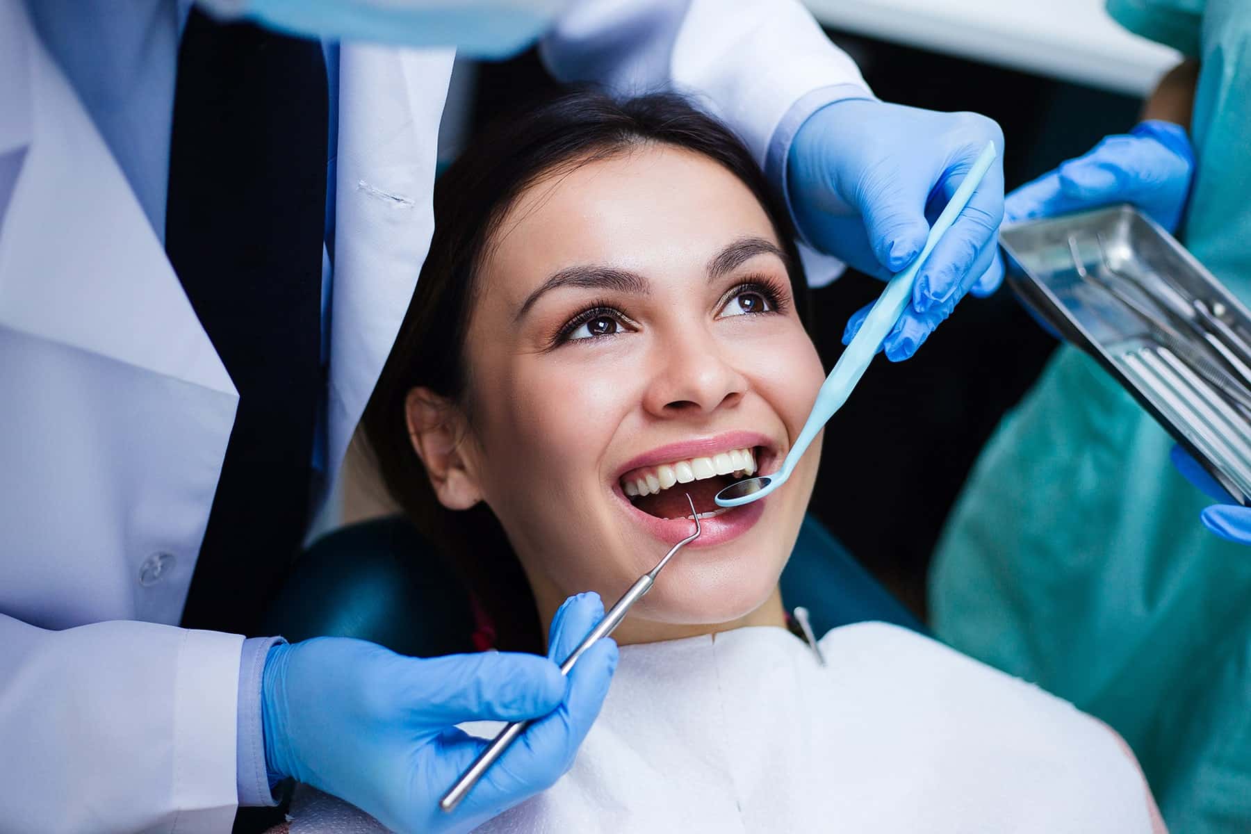 Woman at the cosmetic dentist in Chesterfield, MI