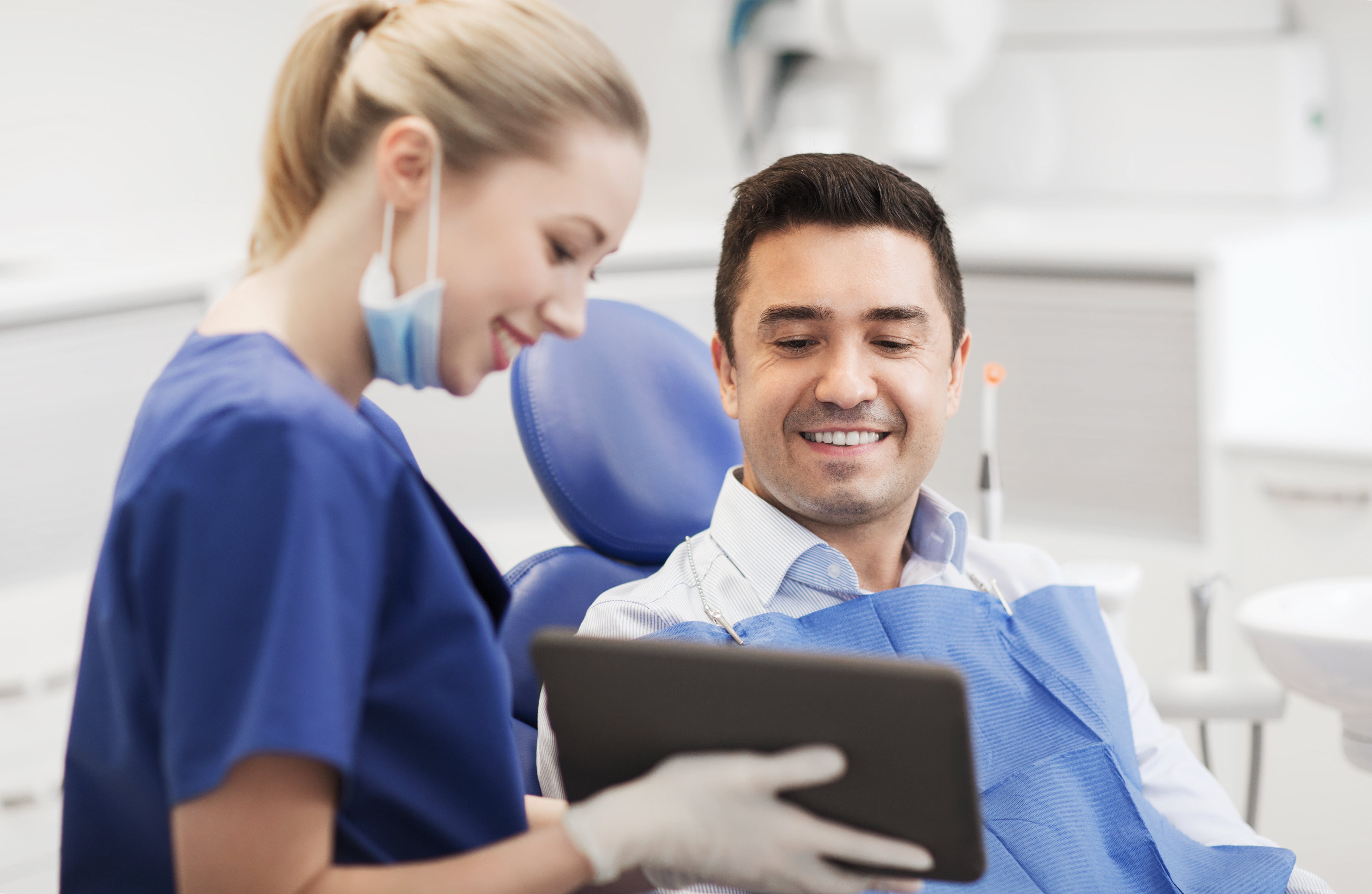 Man at his dental implant appointment in Chesterfield MI