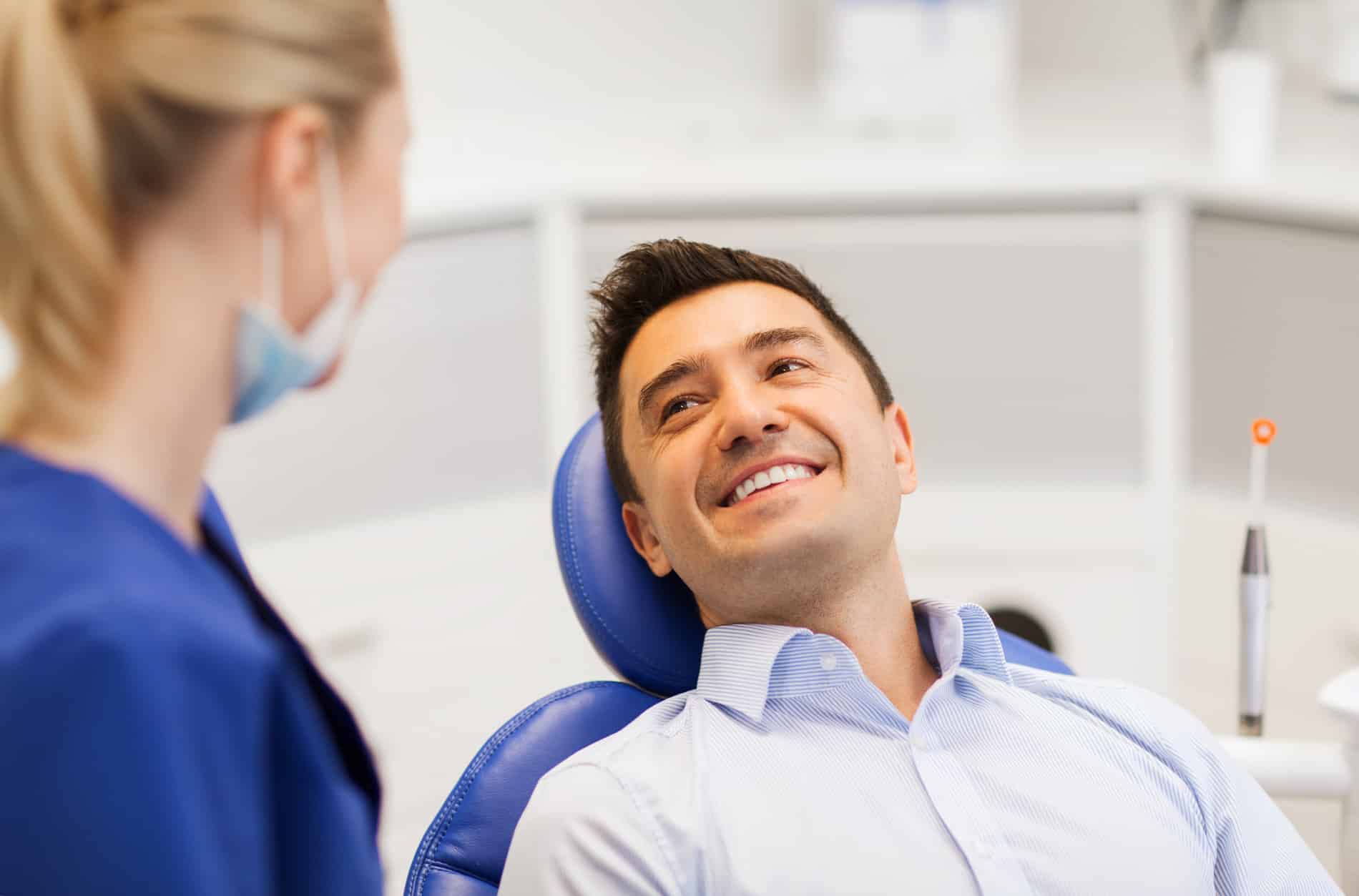 Man at his sdental bonding appointment in Chesterfield MI